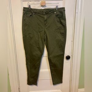 Lane Bryant Size 20 Mid Rise Super Stretch Skinny Jeans Sage Green